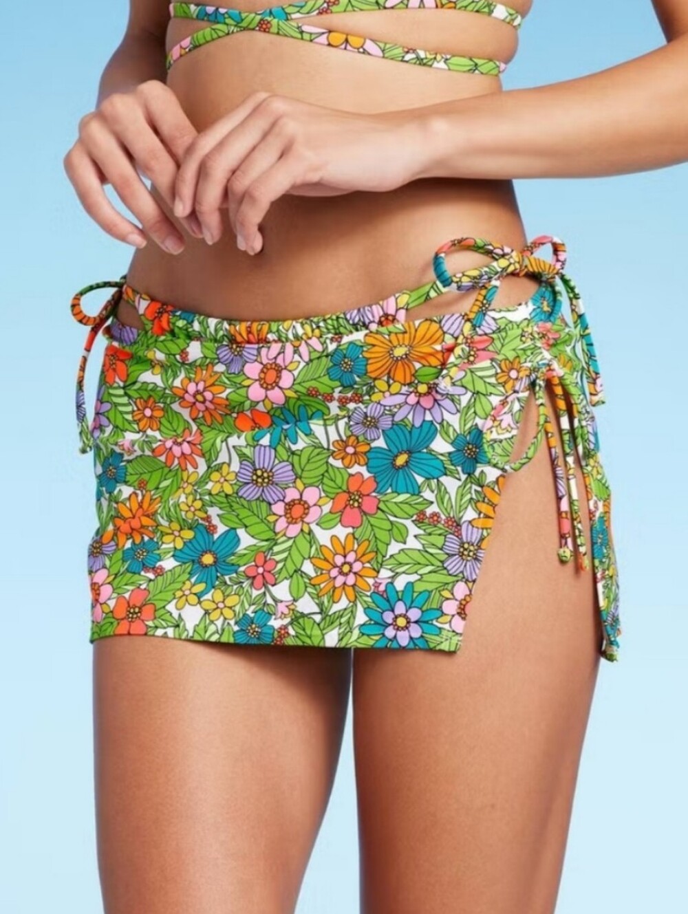 Wild Fable Floral Swim Coverup - Green Multi (Bottom Only) Large